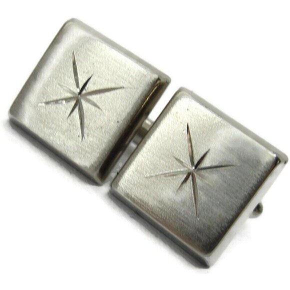 Tradition Silver Tone Cufflink Matching Tie Set Formal Wedding Tux Vintage IOB - Picture 8 of 16